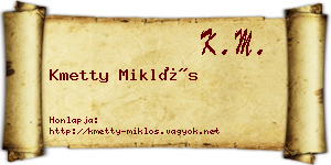 Kmetty Miklós névjegykártya